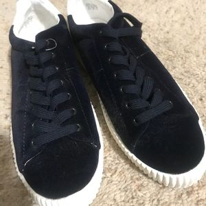 Aldo Navy Blue Velvet Shoes